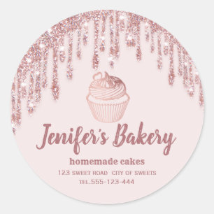 Adesivo Rosa gold dris cupcakes caseiros e classe de doces