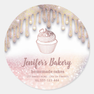 Adesivo Rosa gold dris cupcakes caseiros e classe de doces