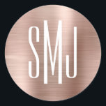 Adesivo Rosa Gold Foil Três Letras Monograma<br><div class="desc">Um simples design monograma de três letras em adesivos de favor. Vedantes de envelope monograma de casal de casamento. O fundo apresenta um rosa dourado falso e um gráfico de arte digital de folha metálica ombre embutida. O efeito de arte digital impressão como uma foto com um design de texto...</div>