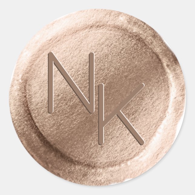 Adesivo Rosa Gold Foil Wax Envelope Selo Monograma (Frente)