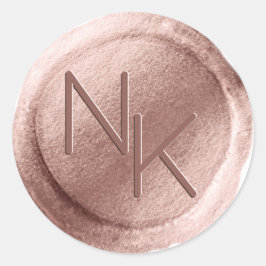 Adesivo Rosa Gold Foil Wax Seal Initials Envelope Sticker