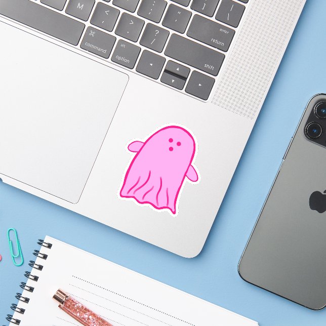 Adesivo Rosa Halloween Rosie Ghost (Notebook com iPhone)
