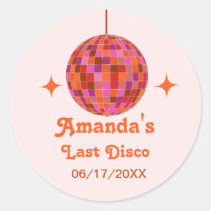 Adesivo Rosa Laranja Groovy Última discoteca Despedida de 