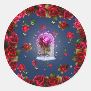 Adesivo Rosa Mágica Encantada Vermelha Azul Floral Brilho 