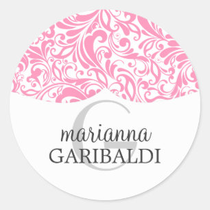 Adesivo Rosa moderno do damasco personalizado