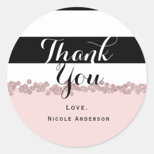 Adesivo Rosa Moderno Dourado e Listras em Preto e Branco