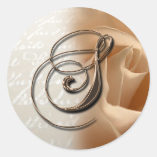 Adesivo Rosa Monograma - Letra S Casamento Envelope Selo