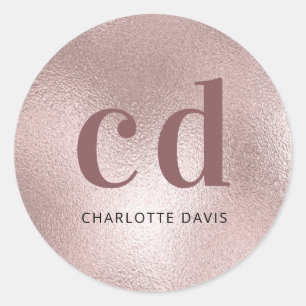 Adesivo Rosa monograma monograma de luxo metálico