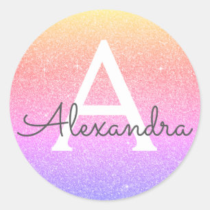 Adesivo Rosa - monograma roxo do brilho e da faísca
