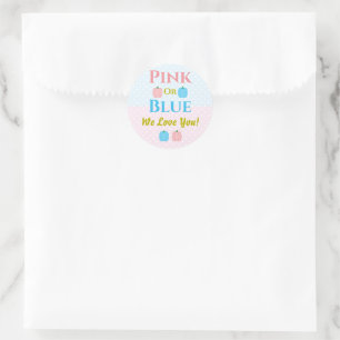 Adesivo Rosa Ou Azul, Nós Te Amo! Revelação do Sexo do Beb