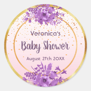 Adesivo Rosa ouro com confete e chá de fraldas de flores