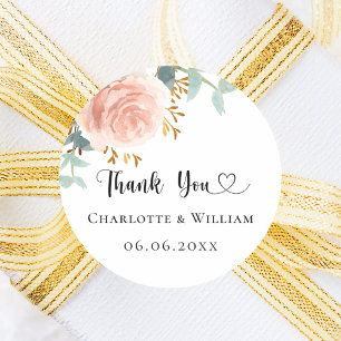 Adesivo Rosa ouro floral eucalipto obrigado você casamento