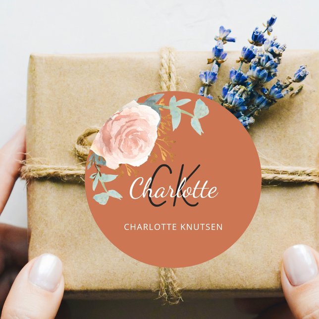 Adesivo Rosa ouro queimado flor de sage verde obrigado (Criador carregado)