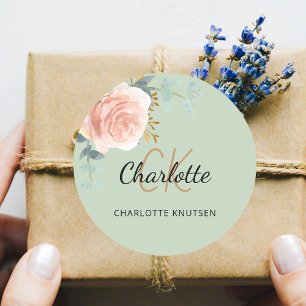 Adesivo Rosa ouro rosa floral salva verde obrigado