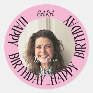 adesivo rosa para aniversário totalmente personali