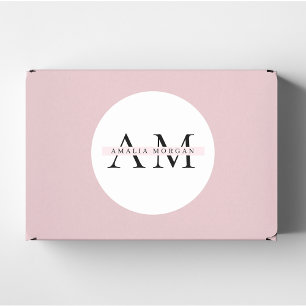 Adesivo "Rosa Pastel Minimal Inicial & Nome Personalizado 