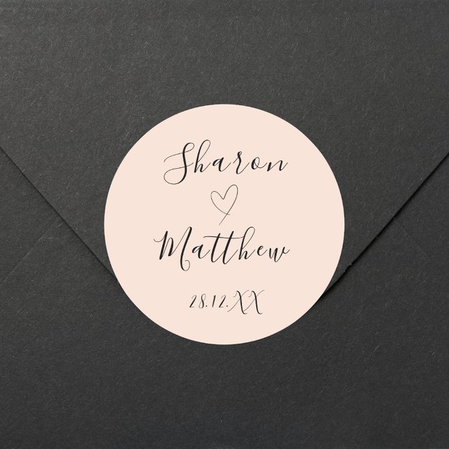 Adesivo Rosa Personalizado Casamento Escrito à Mão Script (Criador carregado)