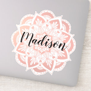 Adesivo Rosa personalizado Dourado Flor Mandala
