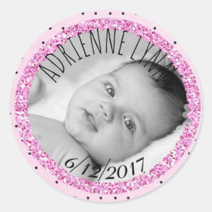 Adesivo Rosa Personalizado e B Falta do Baby Photo Sticker