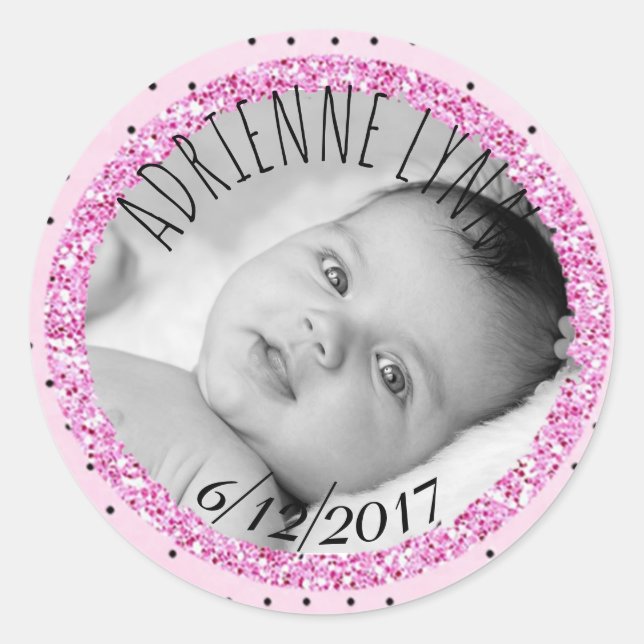 Adesivo Rosa Personalizado e B|Falta do Baby Photo Sticker (Frente)