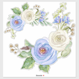 Adesivo Rosa pintado do azul-céu da aguarela e o branco