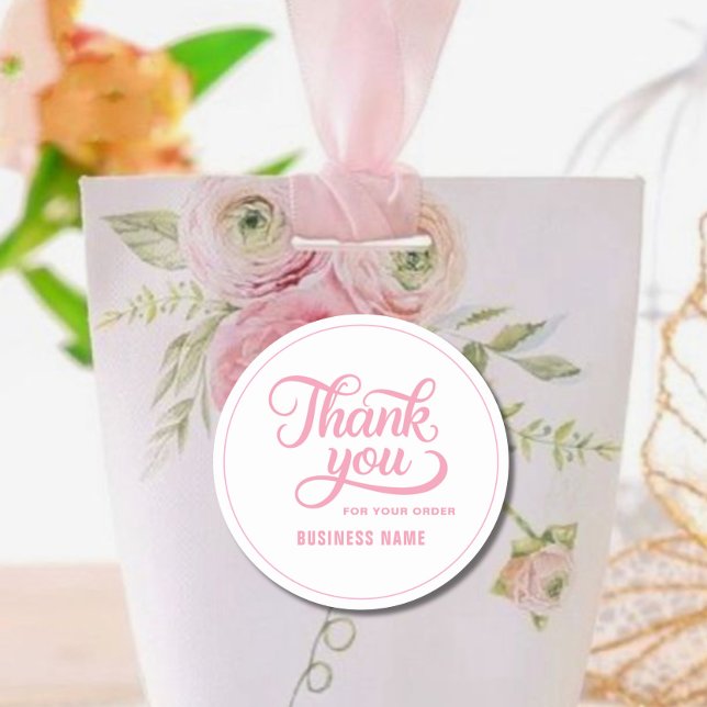 Adesivo Rosa Profissional Obrigado Script rosa (Criador carregado)