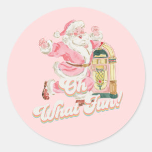 Adesivo Rosa, que festa de Natal de Retrô Divertido
