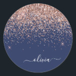 Adesivo Rosa Rosa Cor-de-Rosa Rosa Dourada Monograma Azul<br><div class="desc">Rosa Dourado - Rótulos de endereço do adesivo do Partido Party Sticker, cor-de-rosa e Marinho azul Sparkle Glitter Monograma. Isto faz o doce e perfeito aniversário de 16 anos, casamento, chá de panela, aniversário, chá de fraldas ou festa de solteira presente para alguém que ama luxo de luxo e estilos...</div>