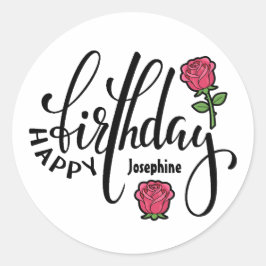 Adesivo Rosa Rosa Personalizada de Aniversário
