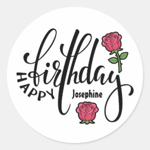 Adesivo Rosa Rosa Personalizada de Aniversário
