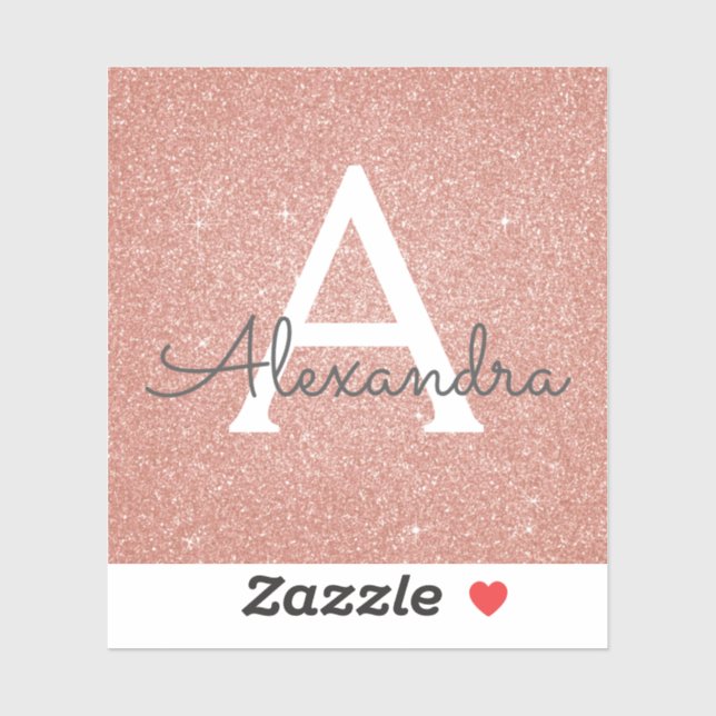 Adesivo Rosa Rosa Rosa Rosa Dourada, Brilhante e Monograma (Folha)