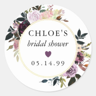 Adesivo Rosa Rosa Roxa Favor de Chuveiro de Noiva Floral