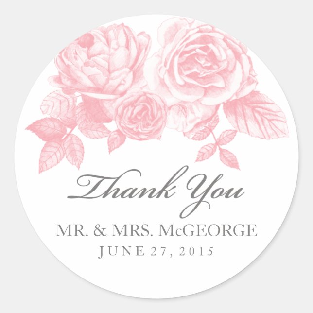 Adesivo Rosa Sketch Round Sticker em rosa (Frente)