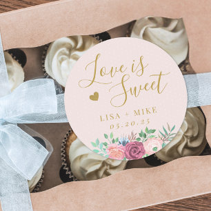 Adesivo Rosa Suave e Floral Amor é Doce Casamento