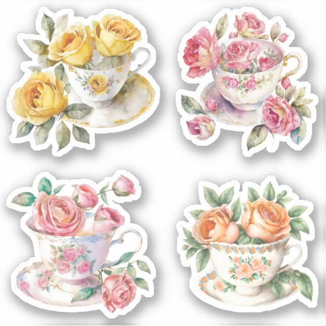 Adesivo Rosa Teacups (Frente)