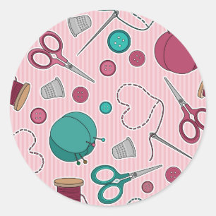 Adesivo Rosa temático Sewing bonito do teste padrão