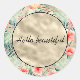 Adesivo Rosa Tropical Hibiscus Floral Dourado Glam