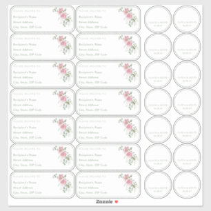 Adesivo Rosa verde Nome individual endereço + autocolante