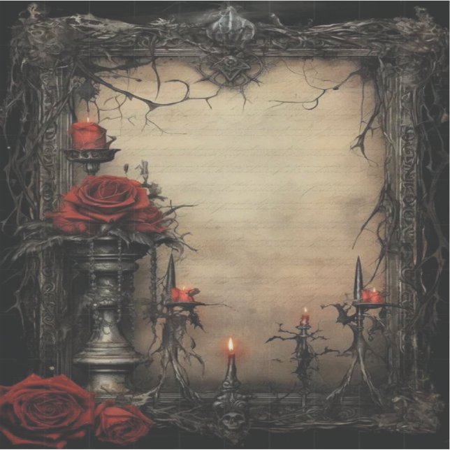 Adesivo Rosa vermelha de Halloween com velas (Frente)