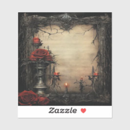 Adesivo Rosa vermelha de Halloween com velas