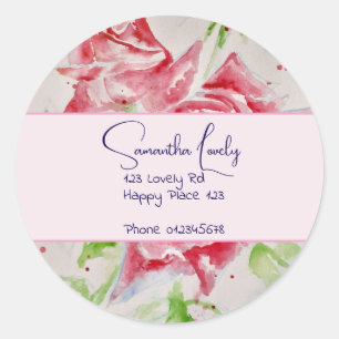 Adesivo Rosa vermelha de Rosas de aquarela Feliz Rua de an