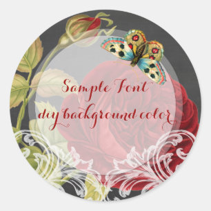 Adesivo Rosa vermelha de vintagem PixDezine+quadro