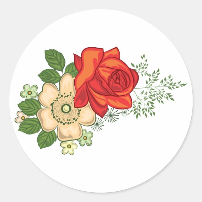 Adesivo Rosa Vermelha e Margaridas (Frente)