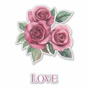 Adesivo Rosa vermelha Floral Love Wedding