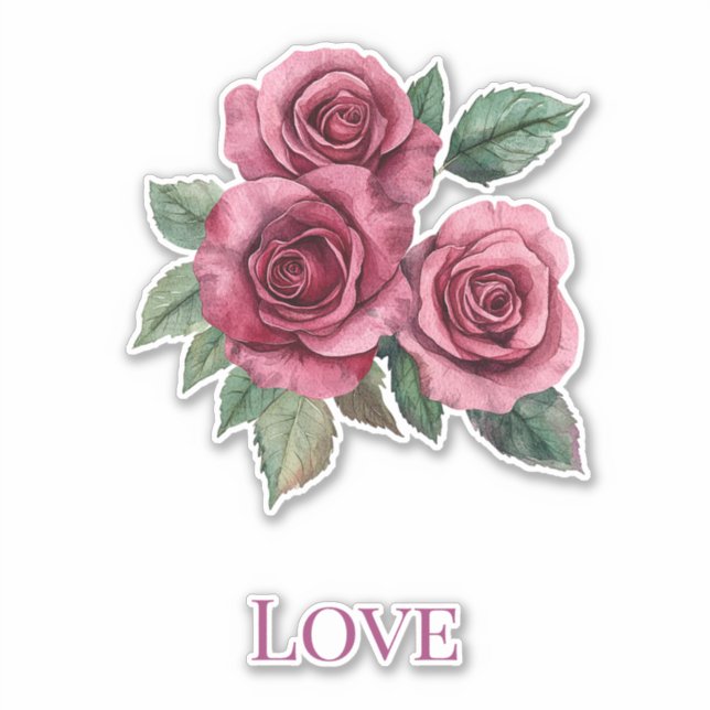 Adesivo Rosa vermelha Floral Love Wedding (Frente)