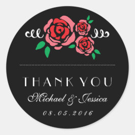 Adesivo Rosa vermelha Floral Weding Favor Obrigado Sticker