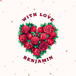 Adesivo Rosa vermelha forma de coração dia de os namorados