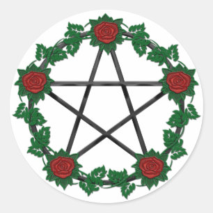 Adesivo Rosa vermelha Pagan Black Pentagram