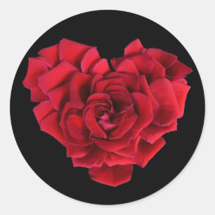 Adesivo Rosa Vermelha Romântica em Forma de Coração sobre