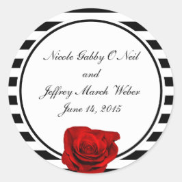 Adesivo Rosa vermelha sobre Casamento de Stripes Negras e 